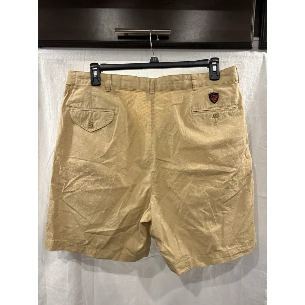 Polo Golf Ralph Lauren Classic Golf Shorts Men's 38 Khaki Beige Pleated Cotton
